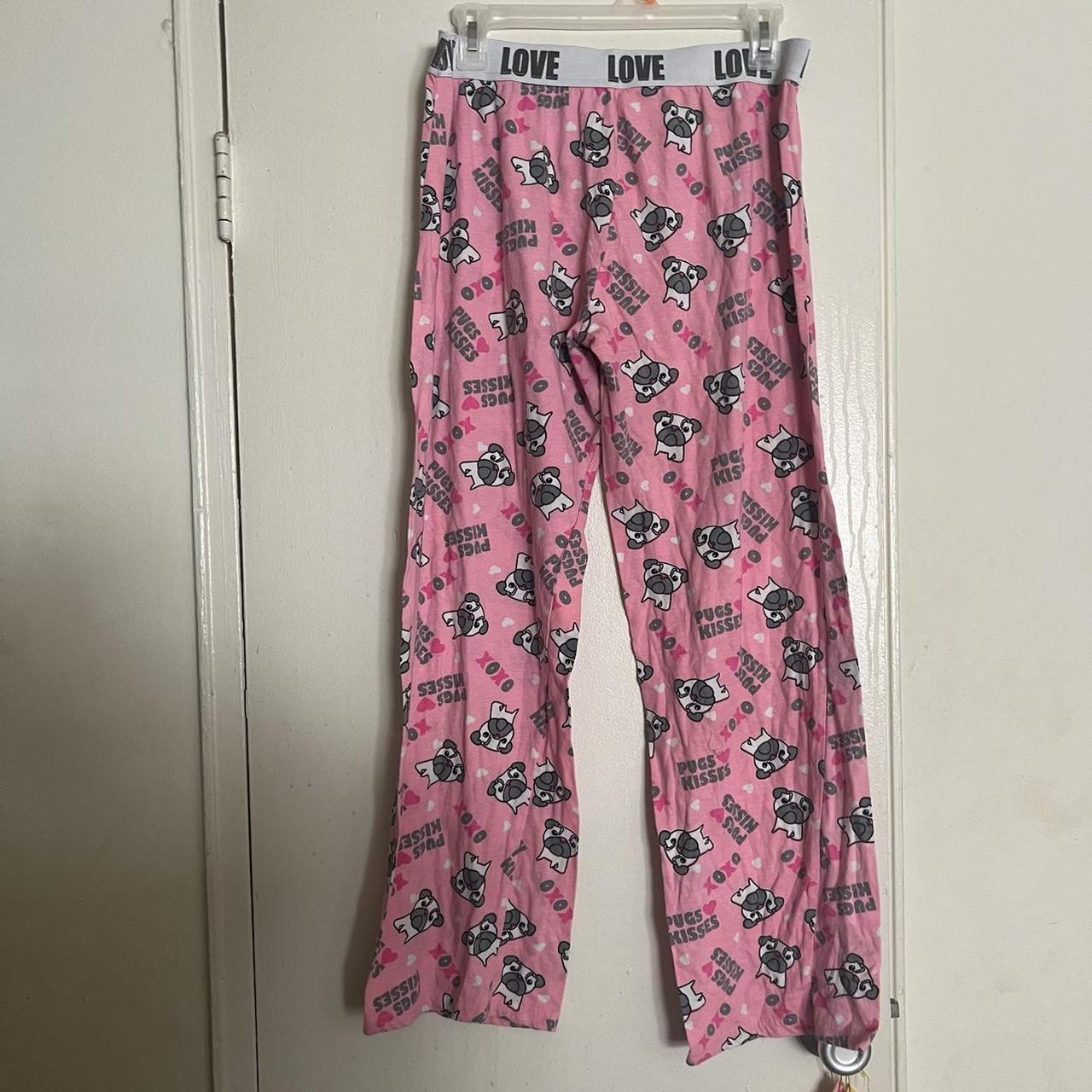 Adorable “Pugs Kisses” pajama pants with “Love... - Depop