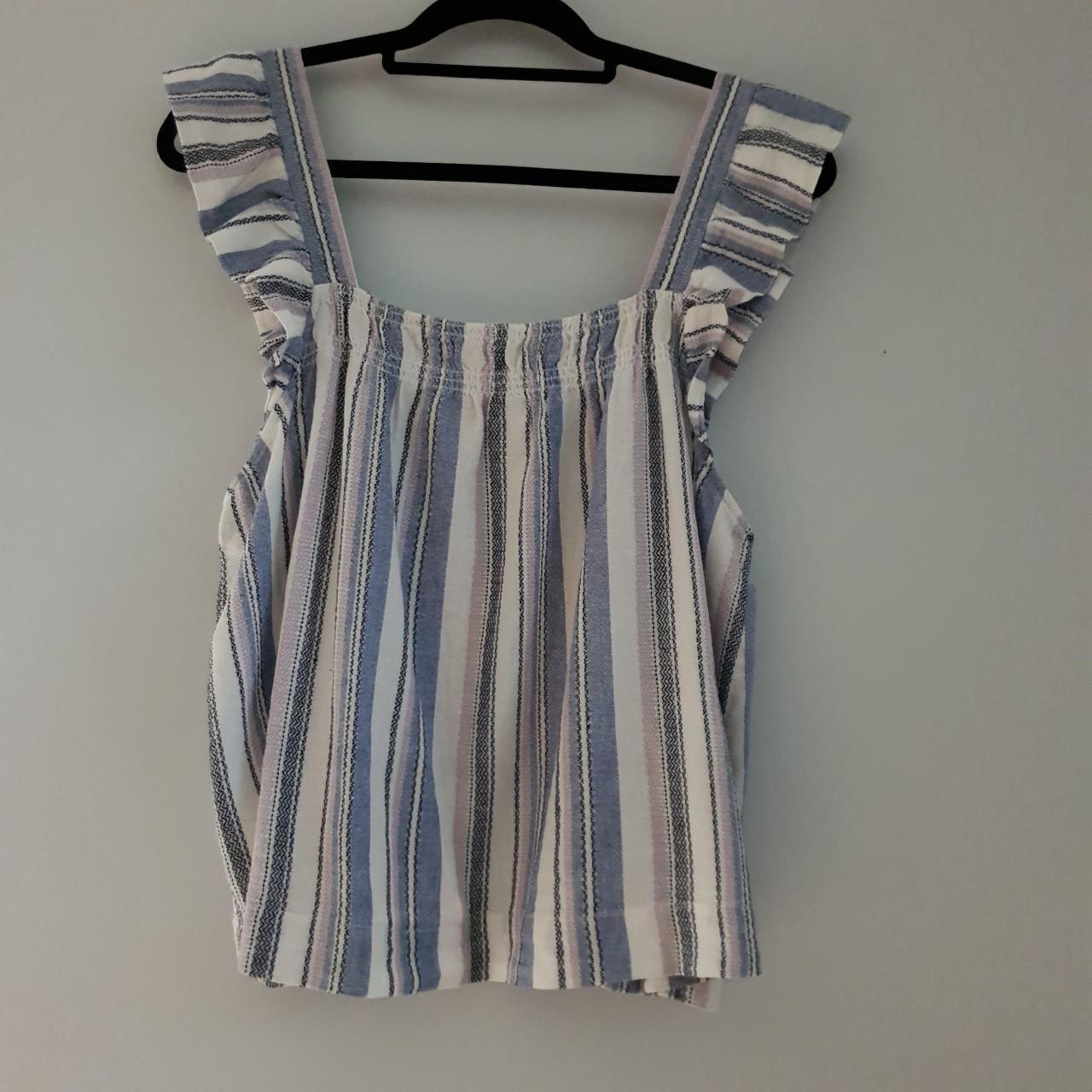 Gorgeous striped top in a woven linen mix by... - Depop