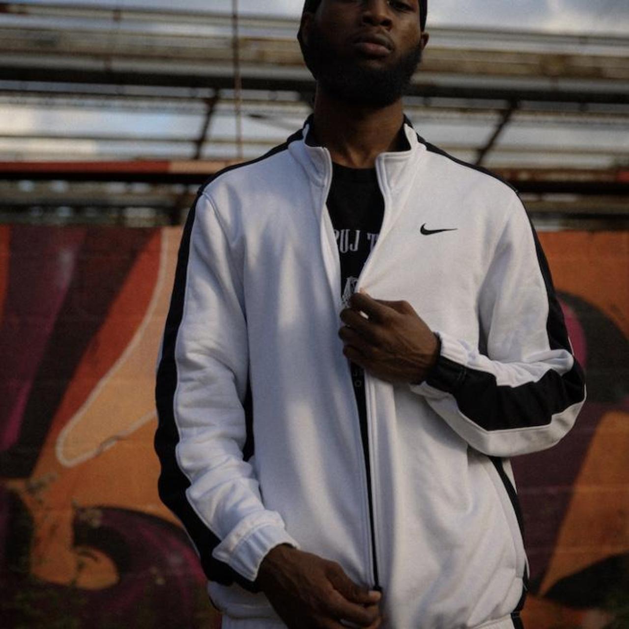 Nike Dri fit white zip up silky feel