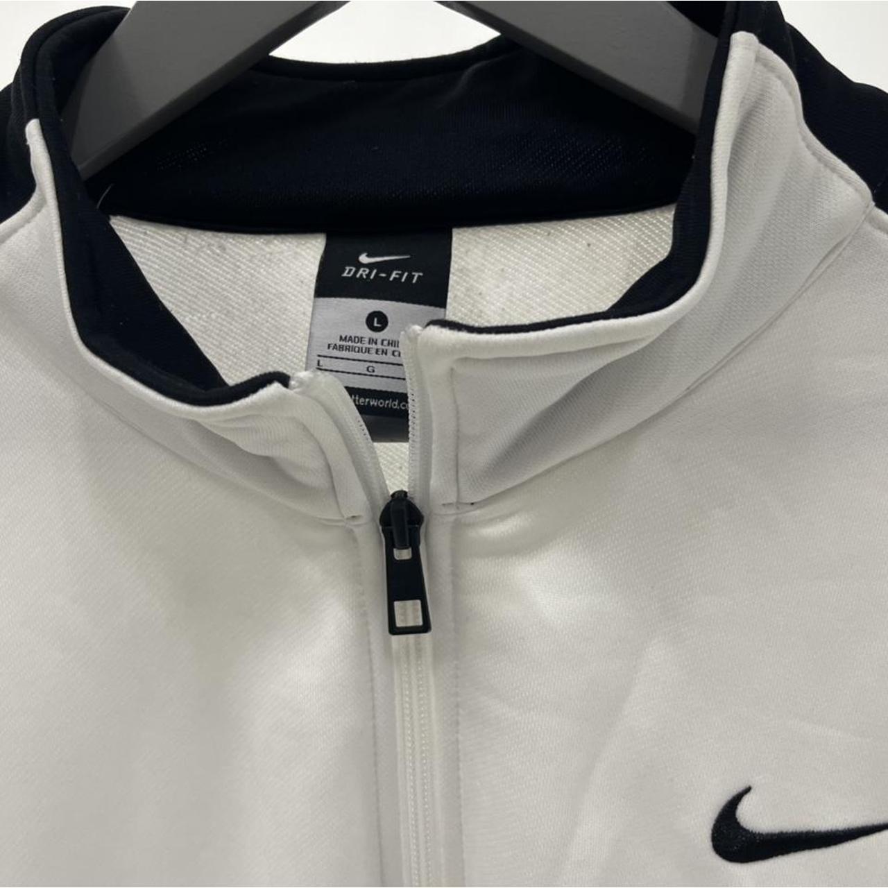 Nike Dri fit white zip up silky feel Depop