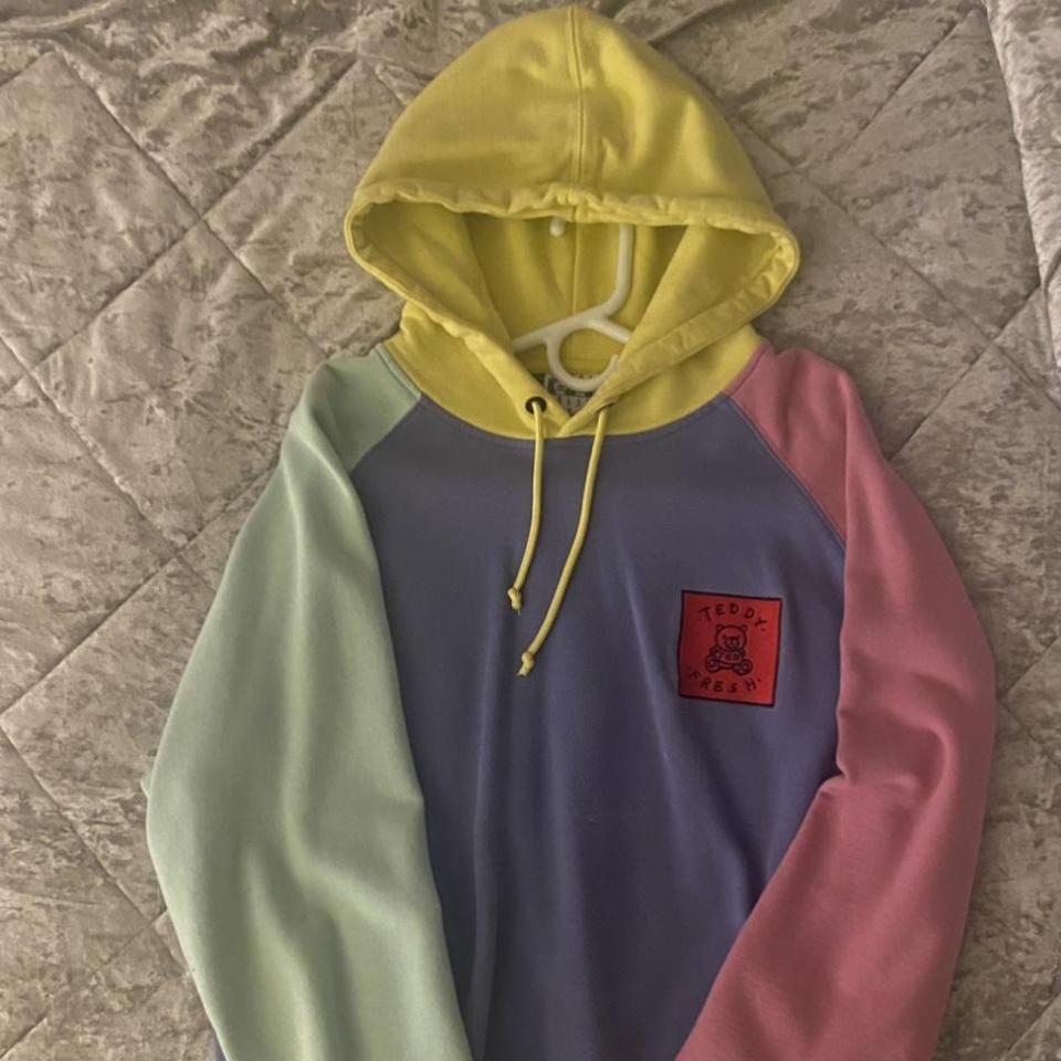 Teddy fresh color block hoodie online pastel