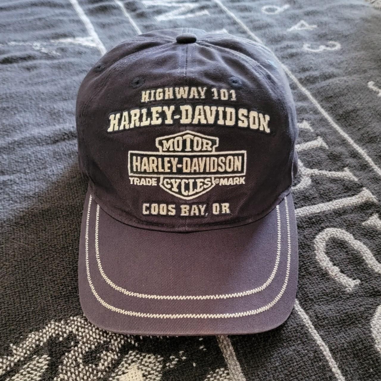 Blue Faded Harley Davidson Coos Bay Oregon Hat... - Depop
