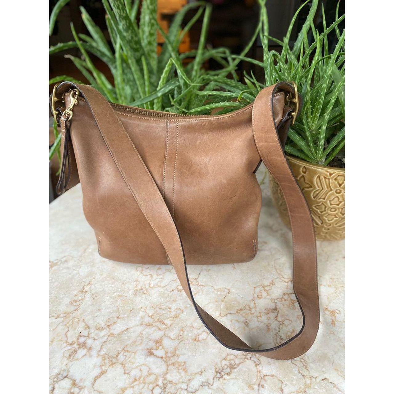 Vintage coach brown leather shoulder bag Patina... Depop