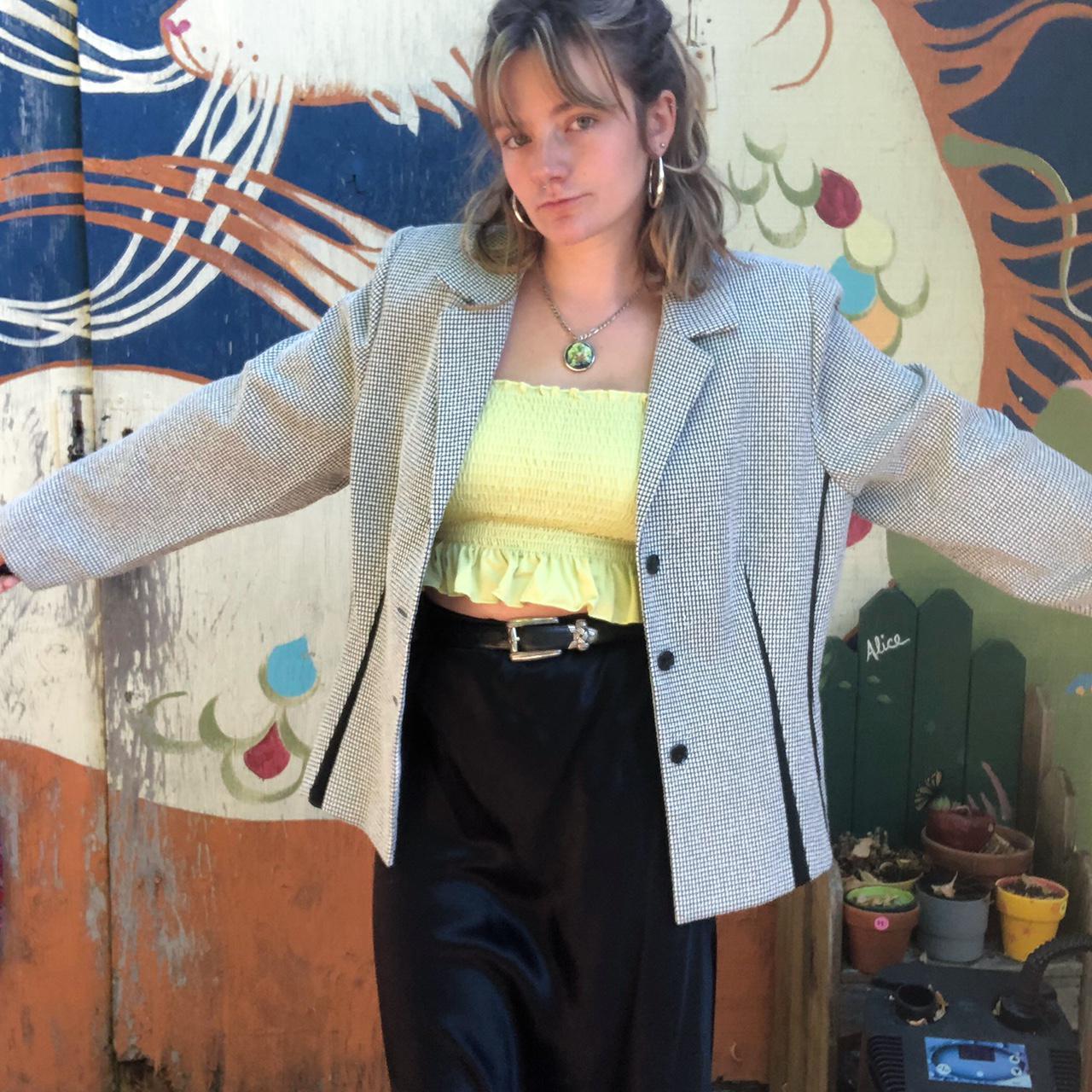 Funky blazer Plaid slit structured blazer complete... Depop