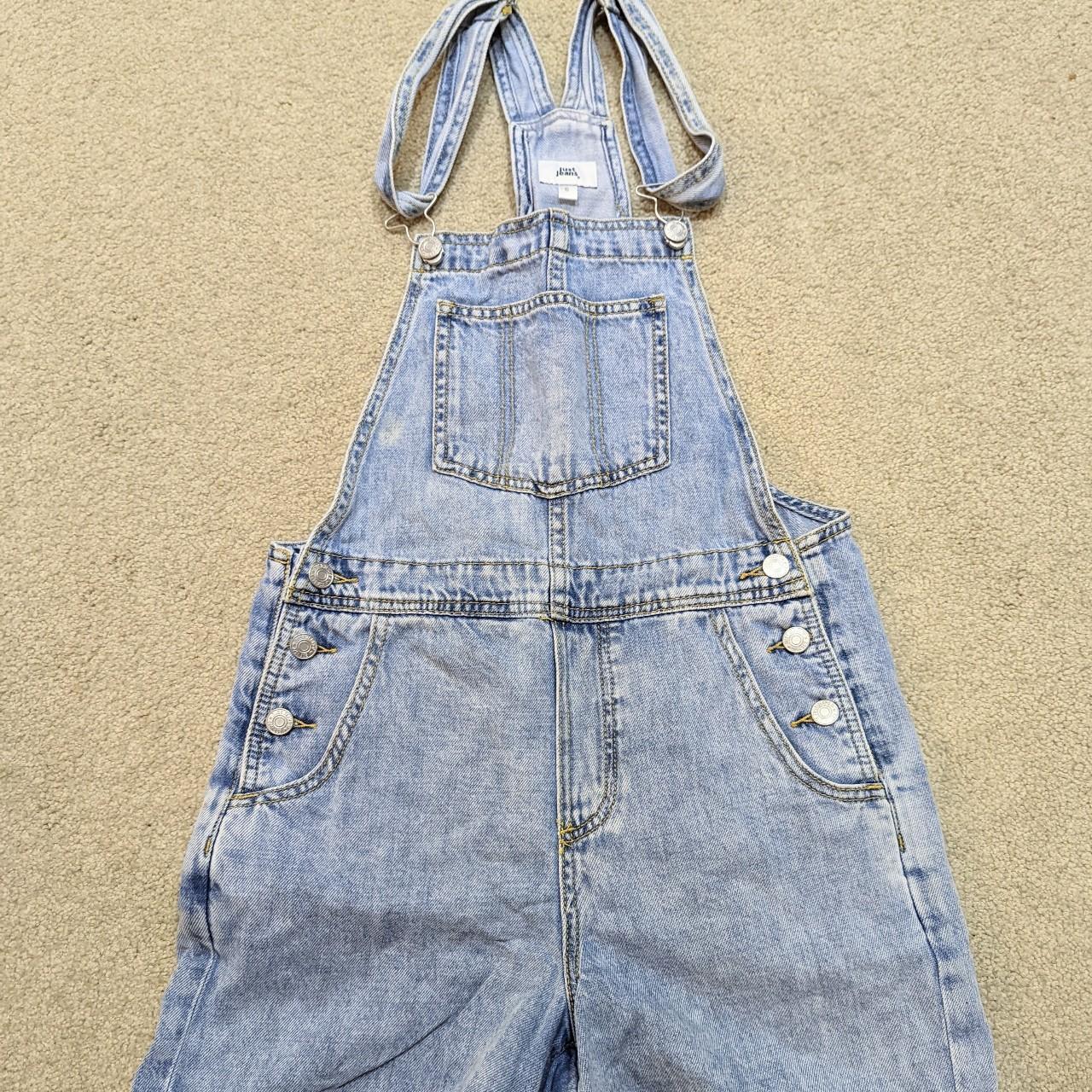 just jeans short overalls in a cute pale blue... - Depop