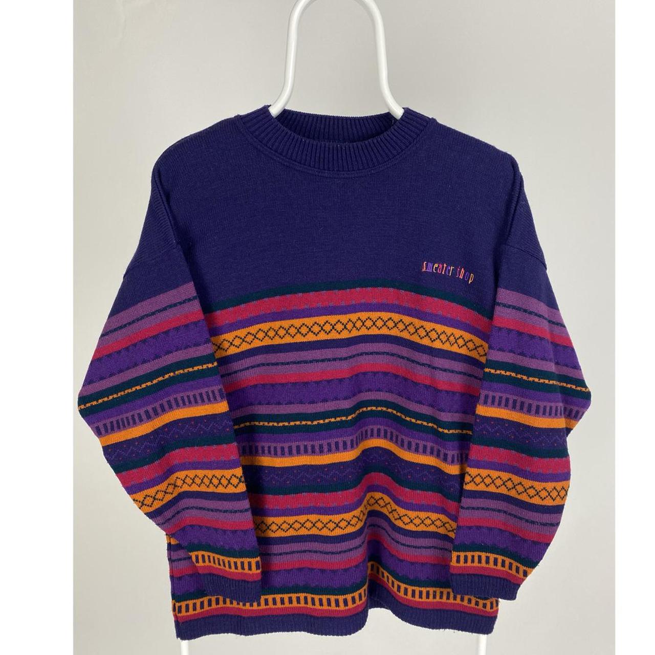 Original vintage 1990s Multicoloured striped Sweater... - Depop