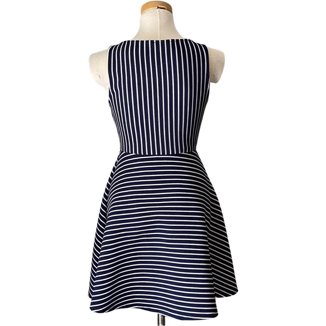 Silhouette Women's White and Navy Dress | Depop