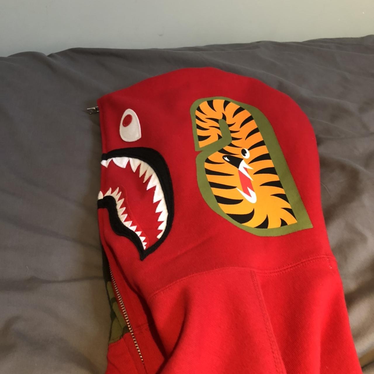 Bape tiger hot sale hoodie red