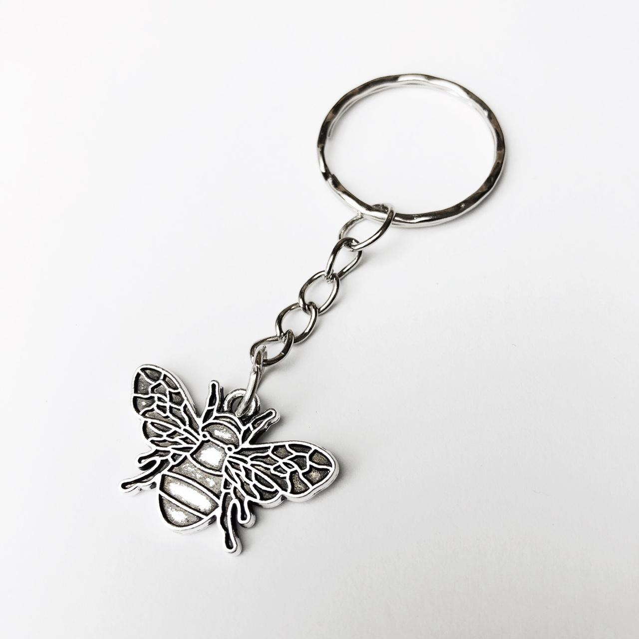 Brand New Handmade Silver Bee Keyring. Dangly Charm... Depop
