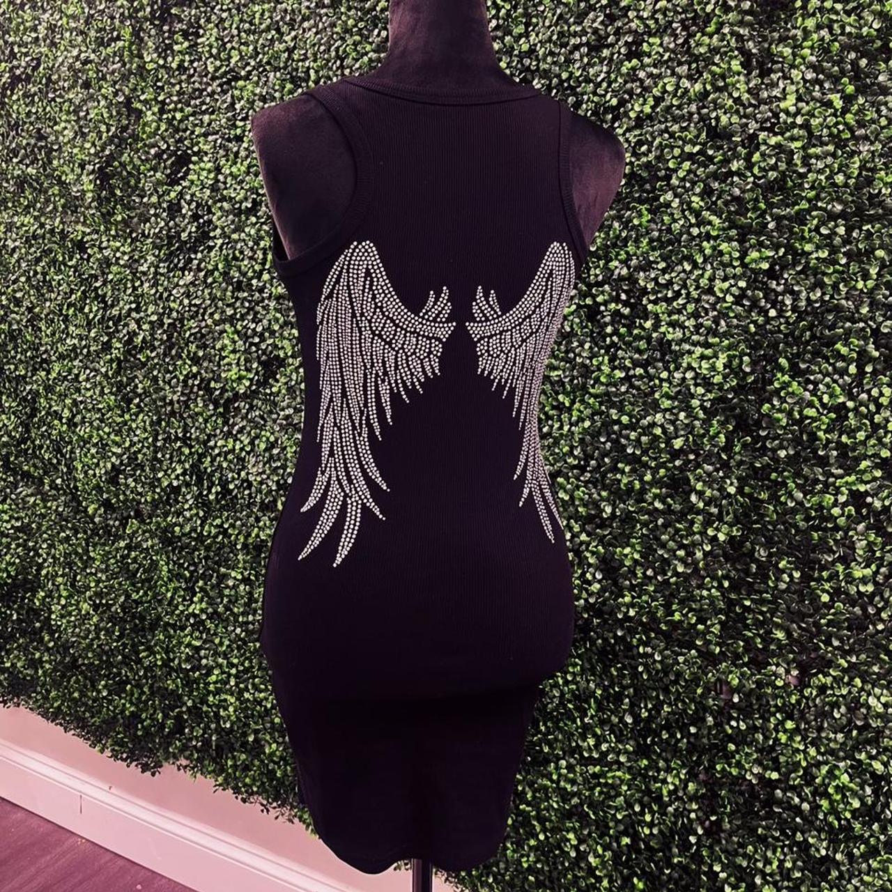 Black dress with hot sale wings on back