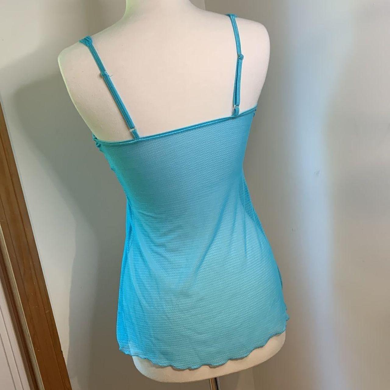 90’s 2000’s Dream girl see through mesh blue tank... - Depop