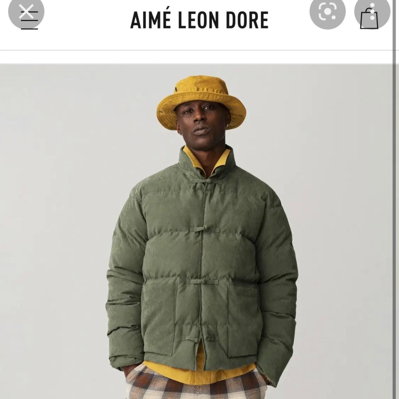 Aime Leon Dore down cardigan jacket in olive green.... - Depop