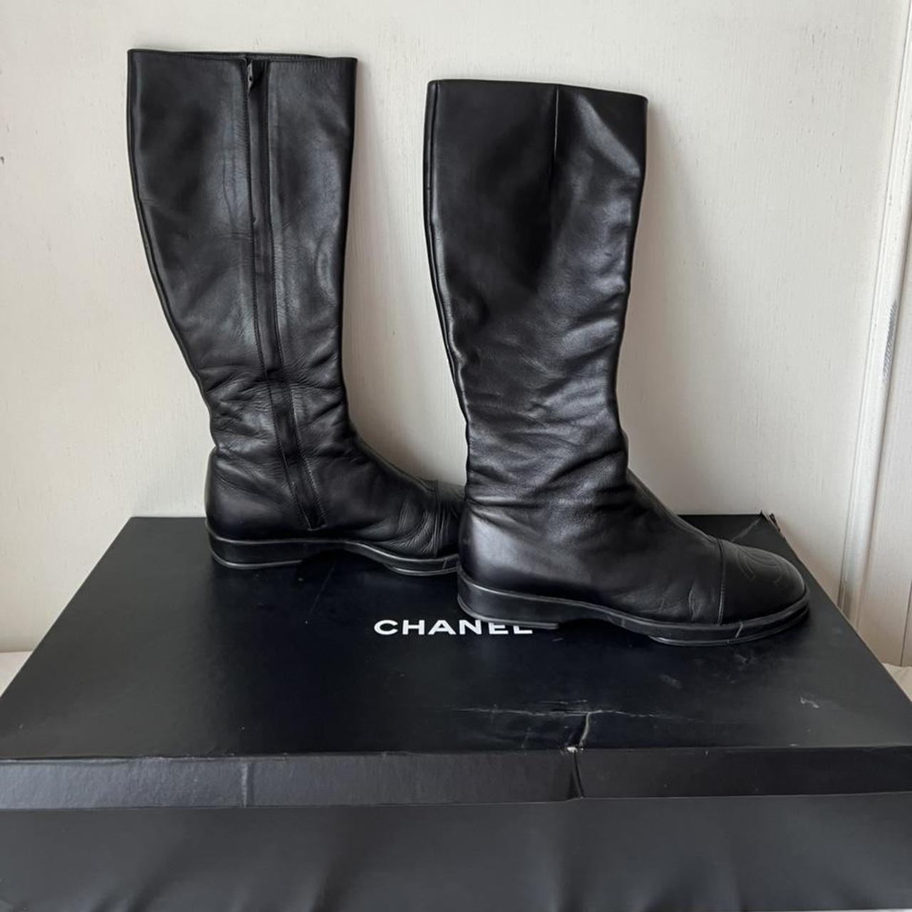 Chanel Women's Black Boots | Depop