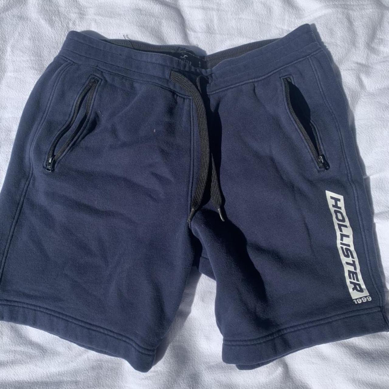 navy blue Hollister Co. shorts with zippers in the - Depop