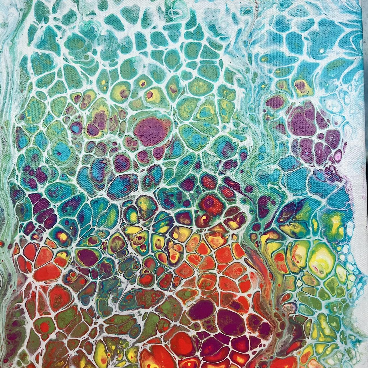 ORIGINAL 16x20” PAINT POUR ARTWORK titled 💜SPLASH... Depop