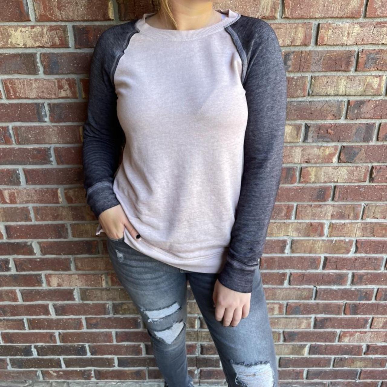 Maurices pink and grey thin oversized sweatshirt Depop