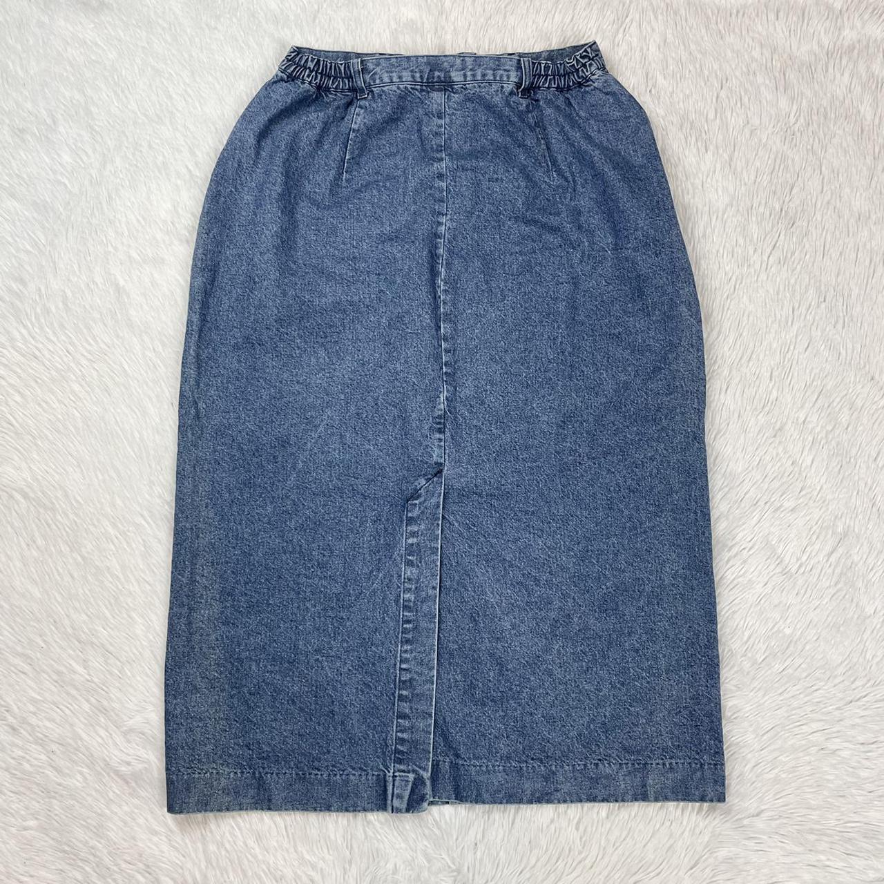 Vintage 90s denim maxi skirt from Bridgewater... - Depop