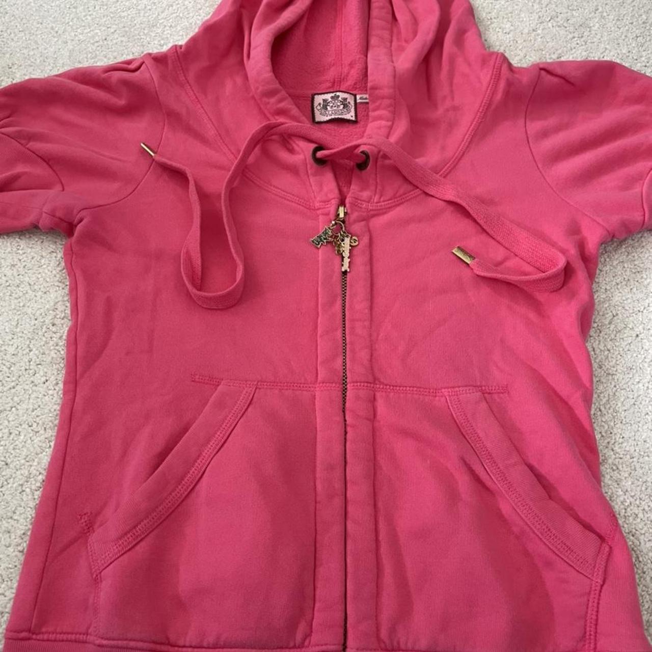 Juicy Couture pink short puff sleeve hoodie... - Depop