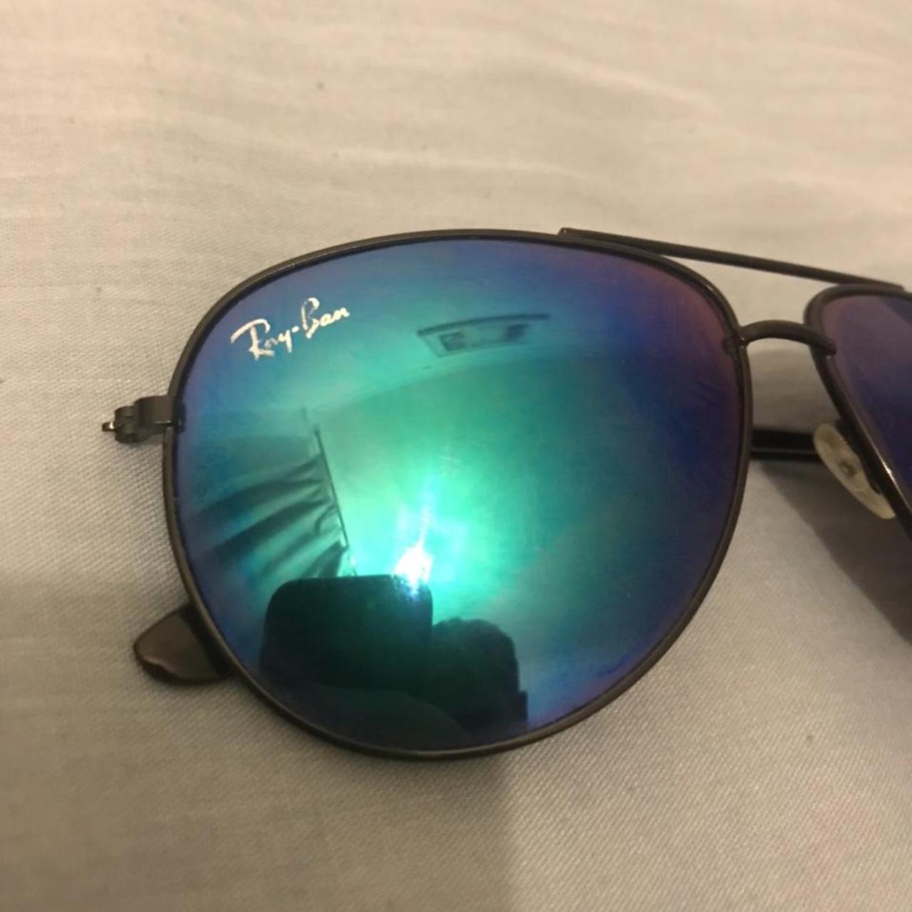 ray-ban-sunglasses-blue-green-tint-black-frames-depop