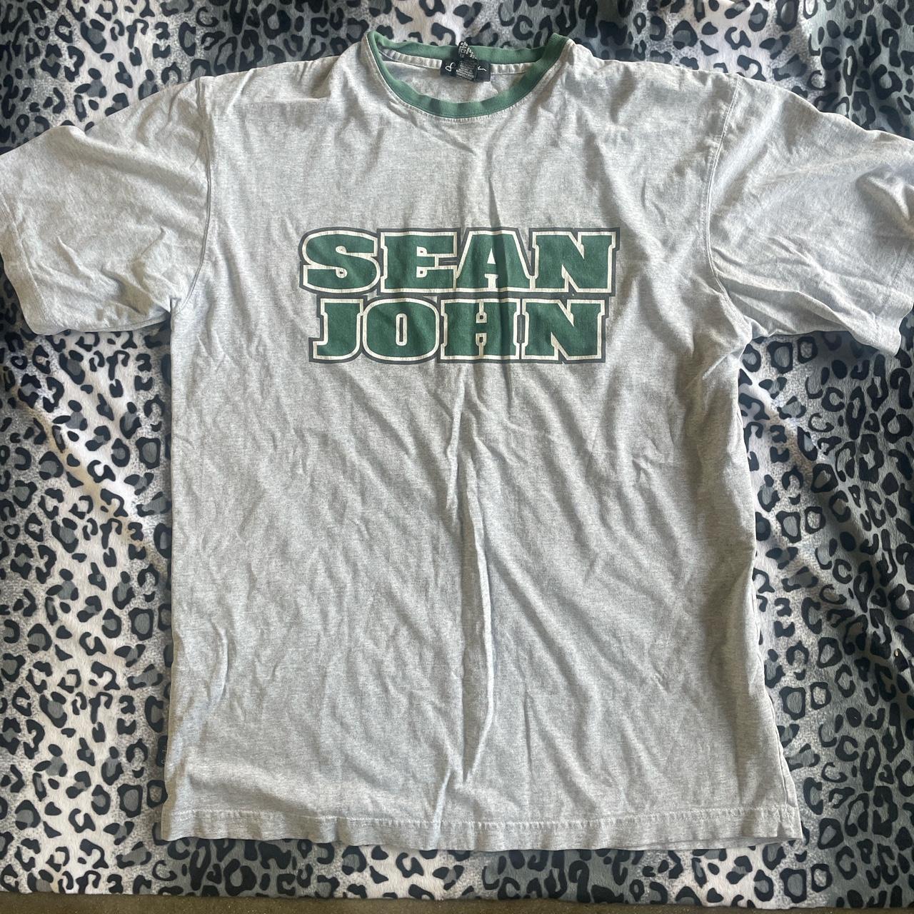 Sean John Men's Green and Grey T-shirt