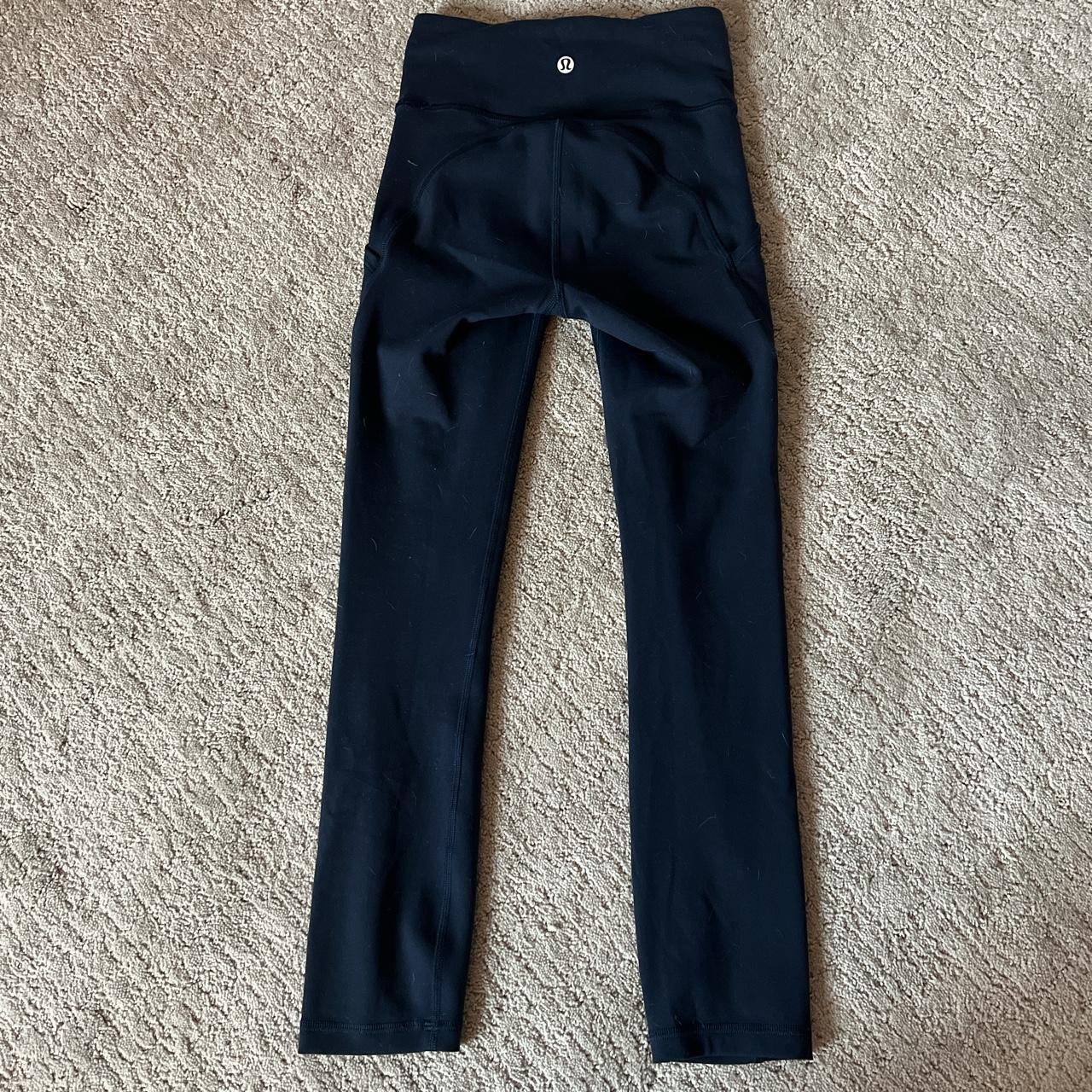 lululemon leggings!! size 0 navy blue worn once - Depop