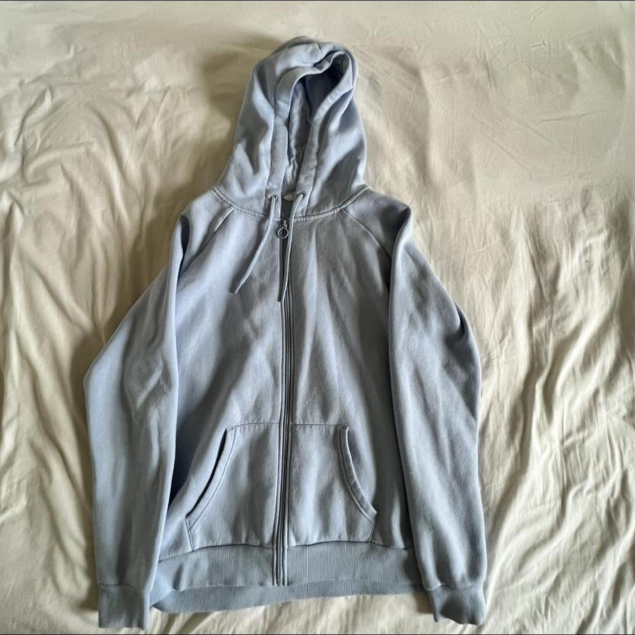 Primark pale blue zip up hoodie oversized in... - Depop