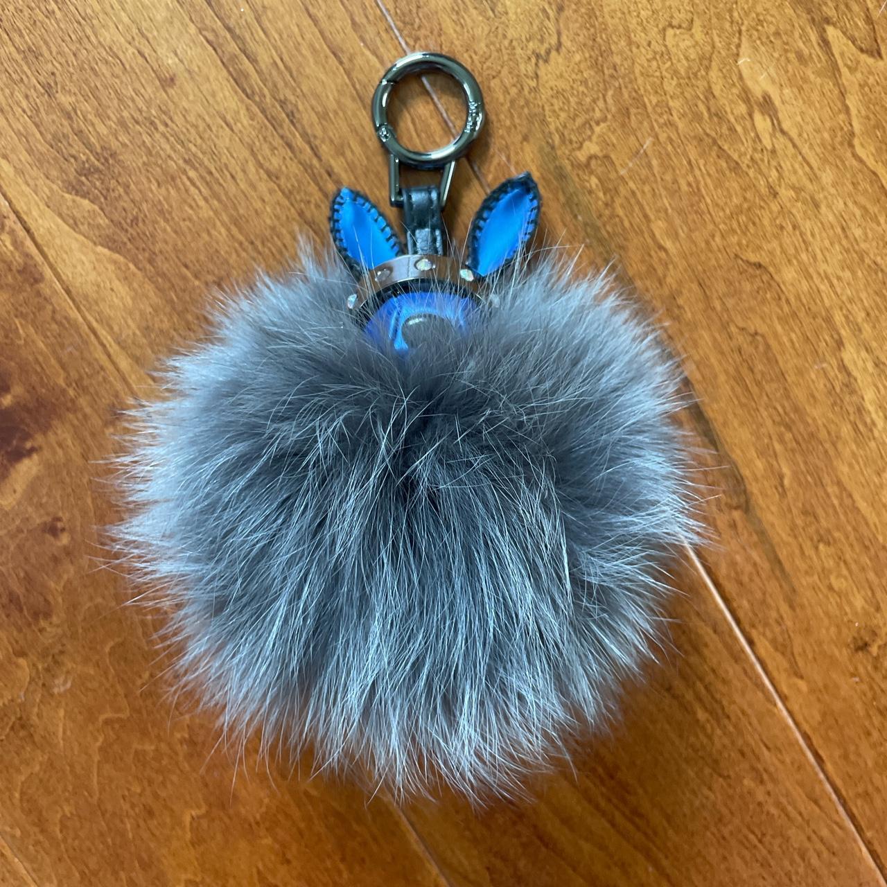 MCM Fox Fur Rabbit Punk Bag Charm Grey Missing one | Depop