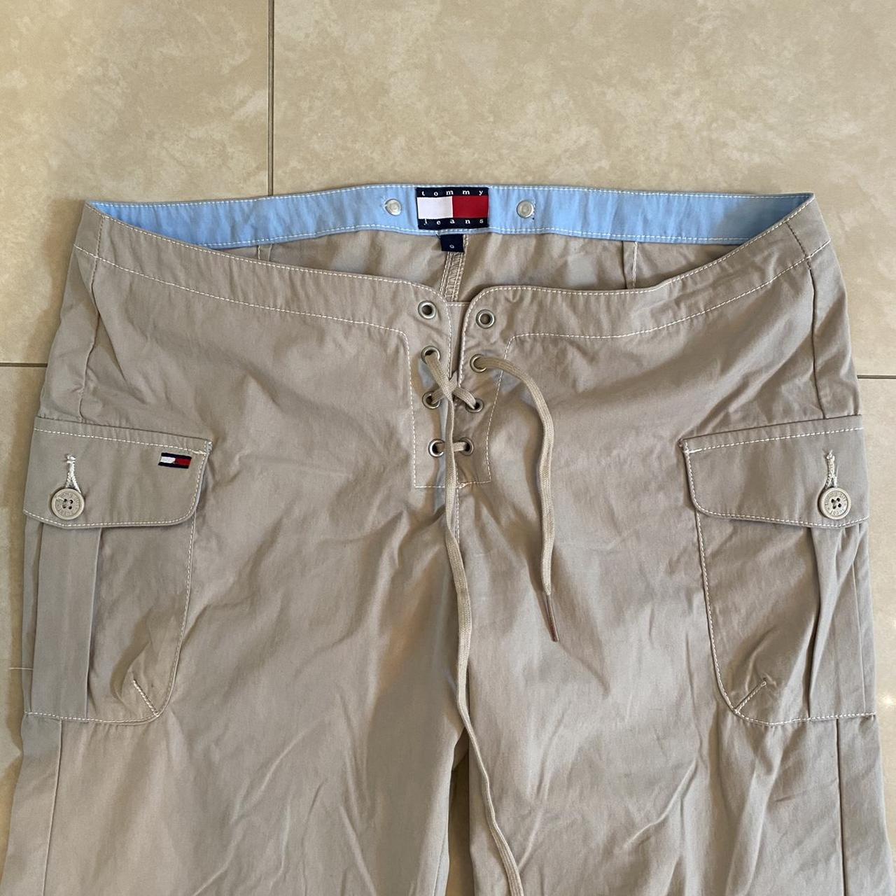 Tommy Hilfiger Women's Tan and Cream Trousers | Depop
