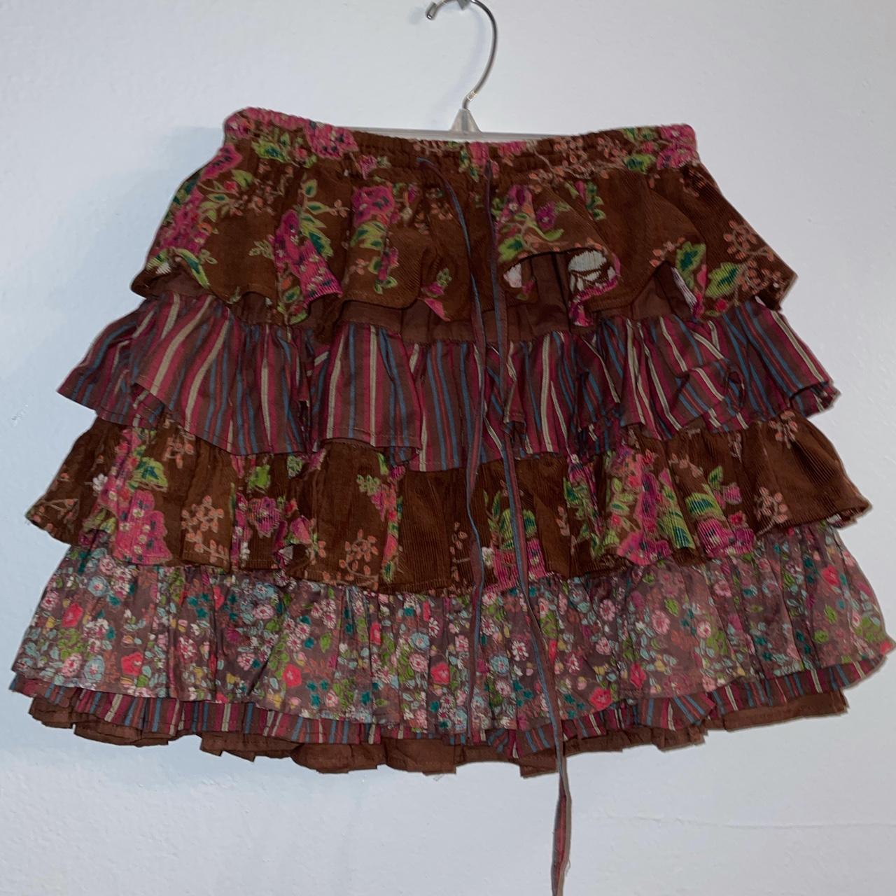 Ruffly Cottagecore Mini Skirt Size Size... - Depop