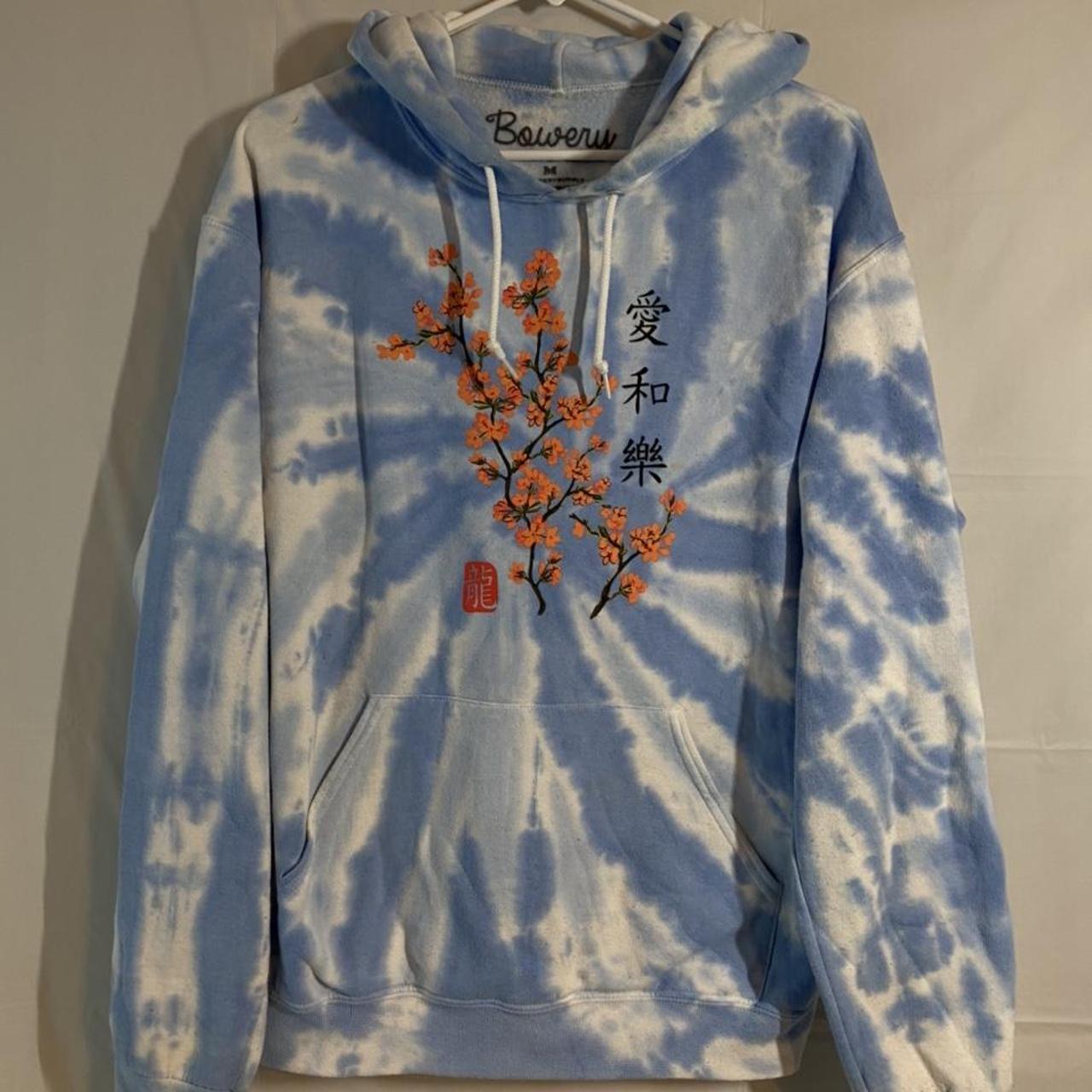 Blue tie dye discount hoodie with cherry blossoms