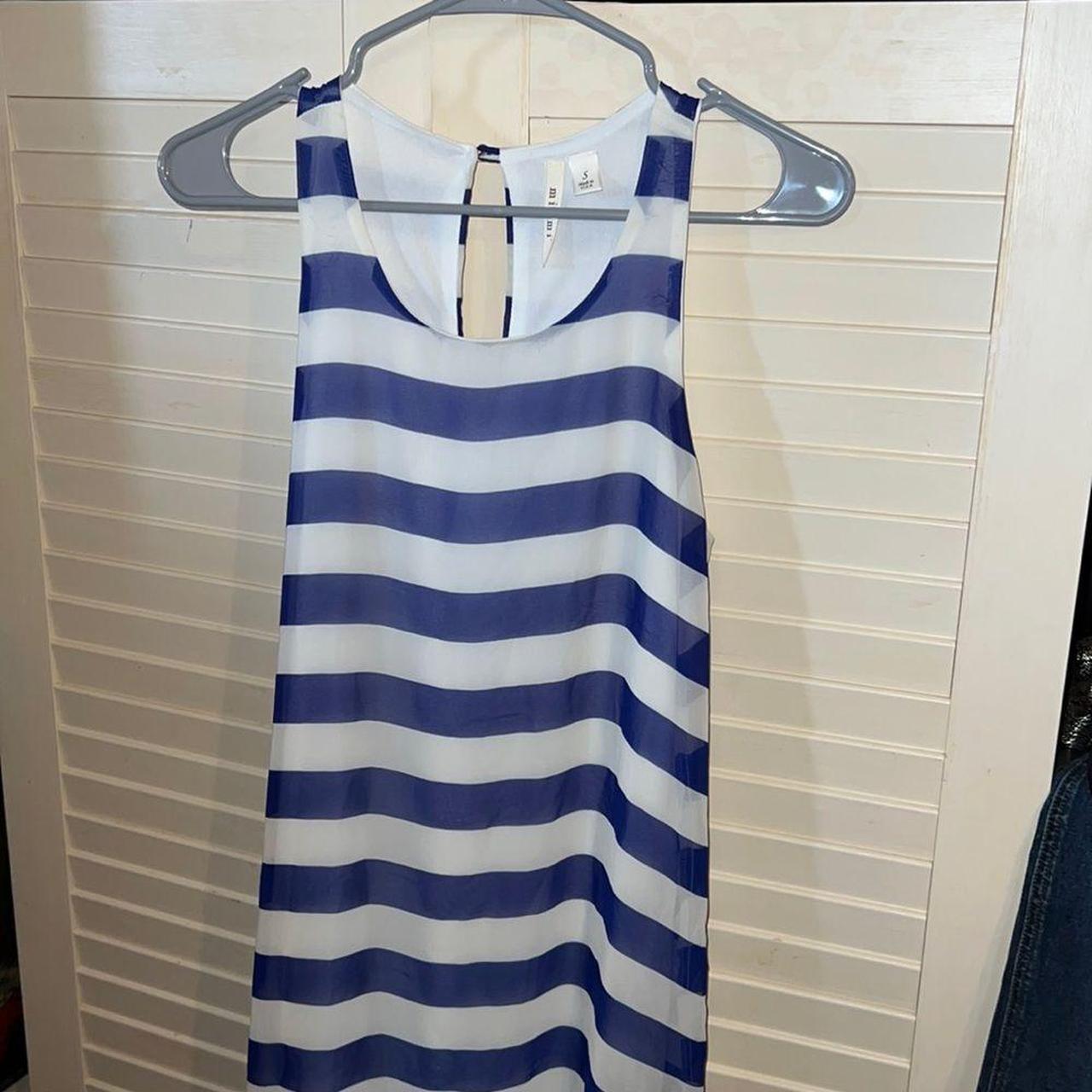 Blue and white striped dress, perfect for summer has... - Depop