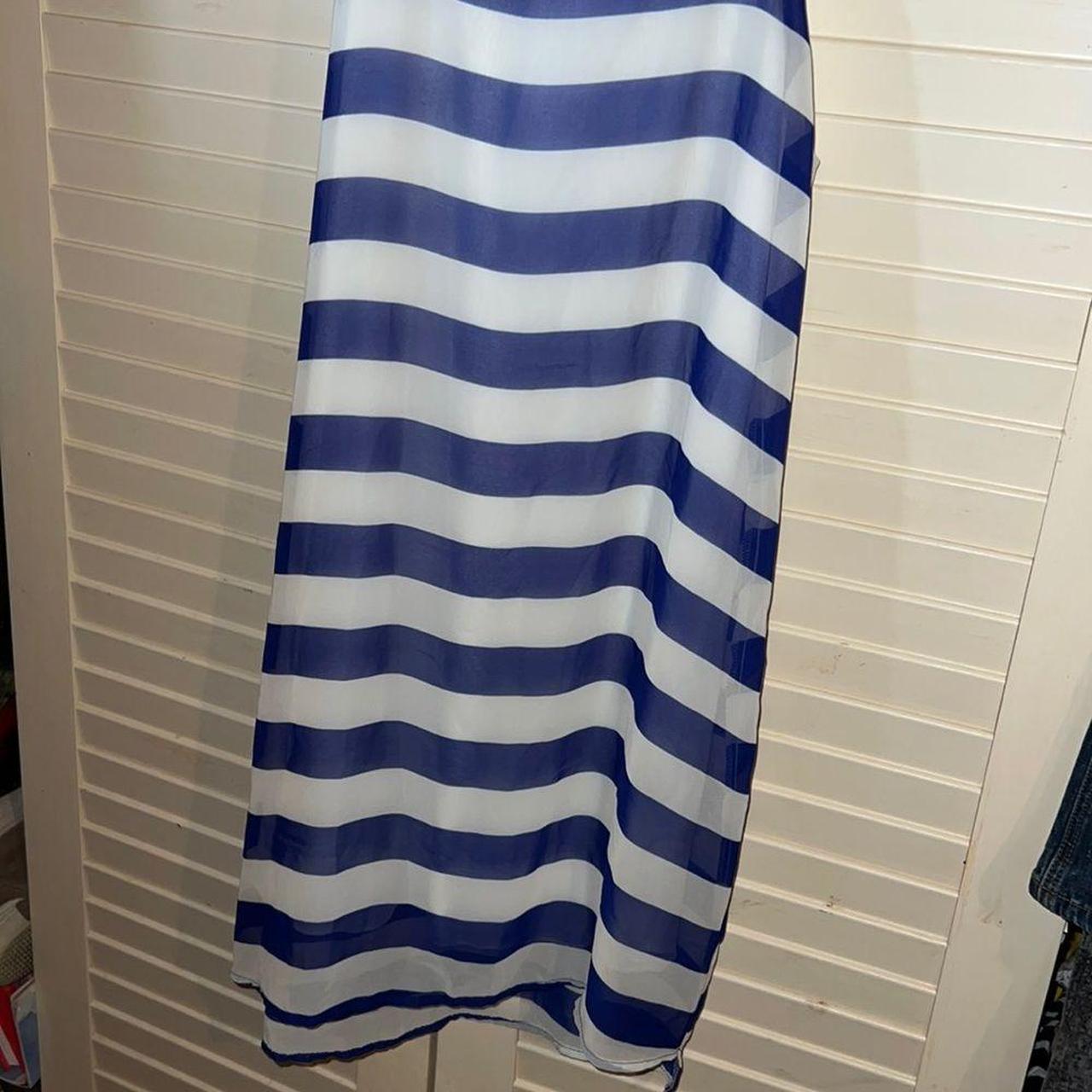 Blue and white striped dress, perfect for summer has... - Depop