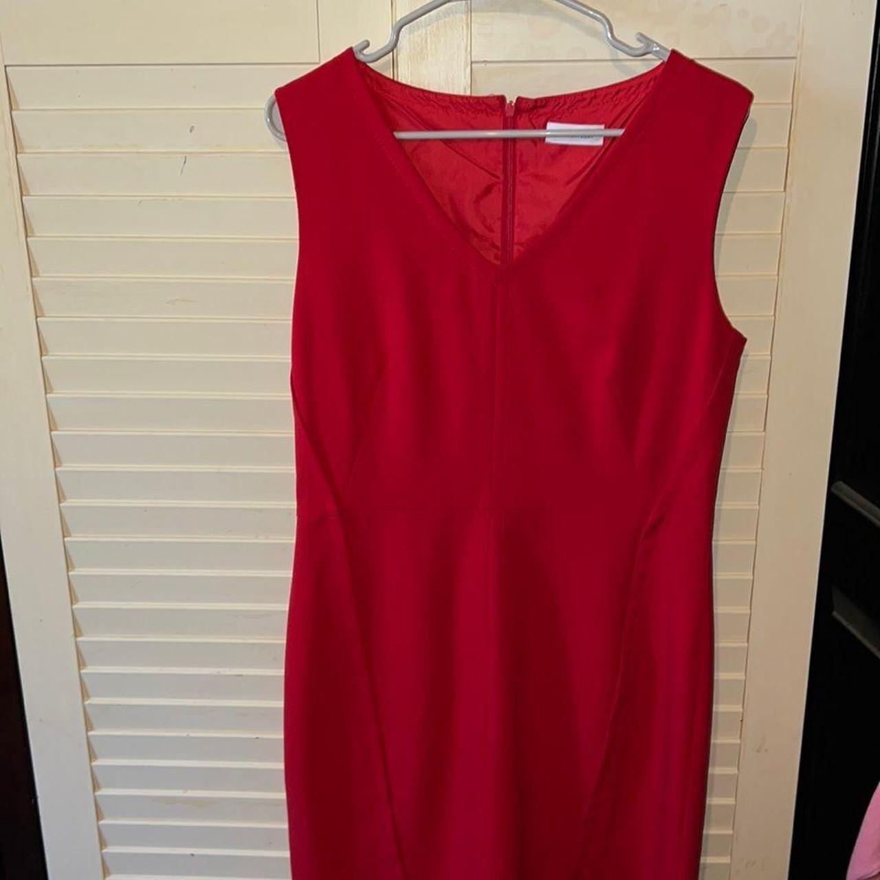 Calvin Klein fitted red dress, fully lined, has a... - Depop