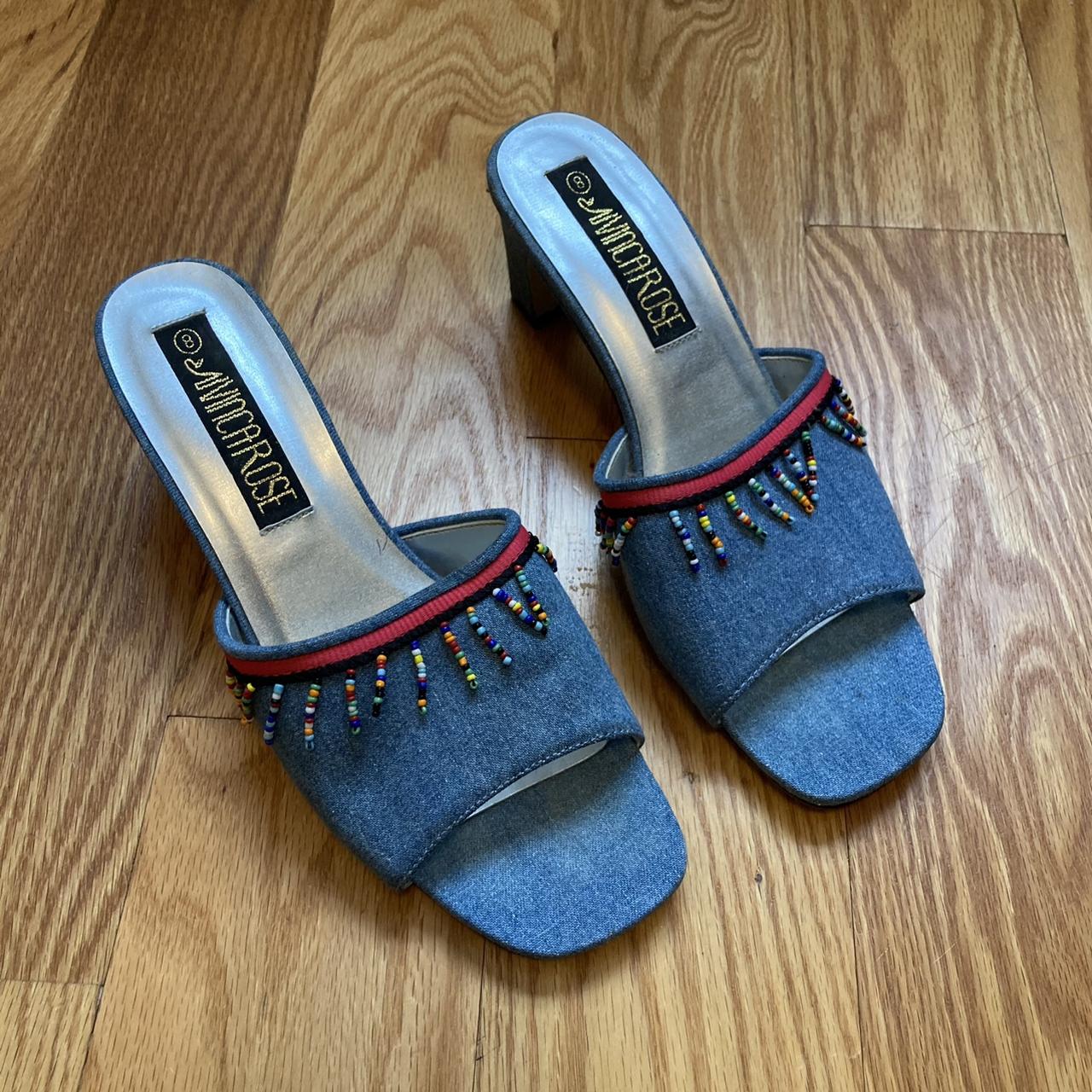 denim kitten heels