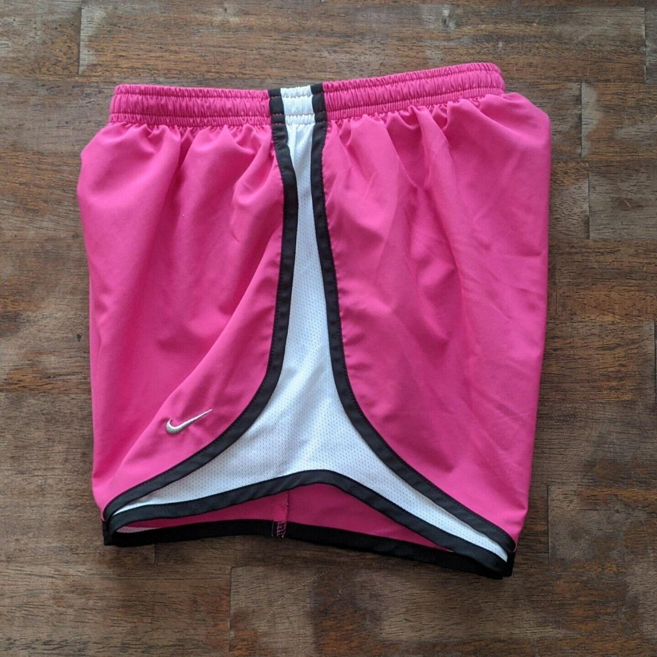 Nike Pink White Black Trim Dri-Fit Tempo Shorts... - Depop