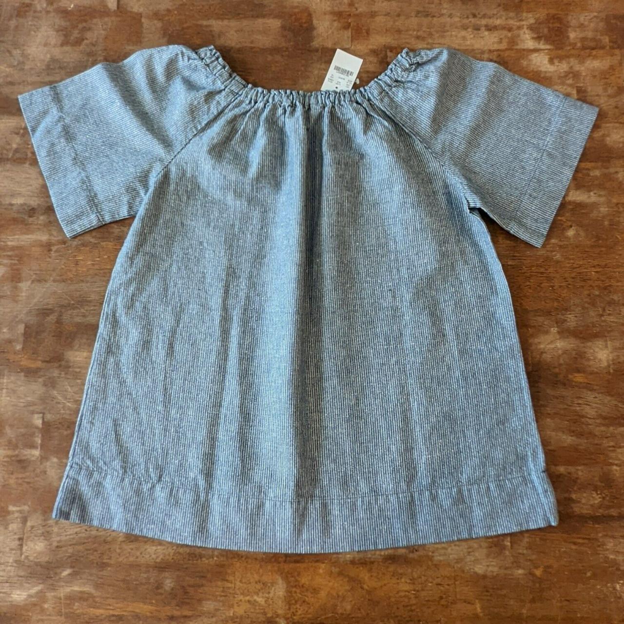 CREWCUTS Striped Blue White Linen Size 16 Girls Top... - Depop