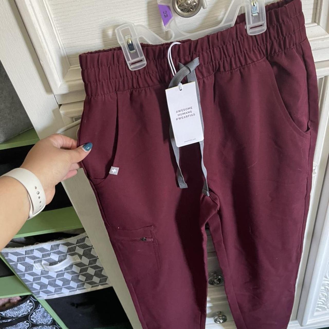 XXS Figs scrubs brand new jogger style burgundy... Depop