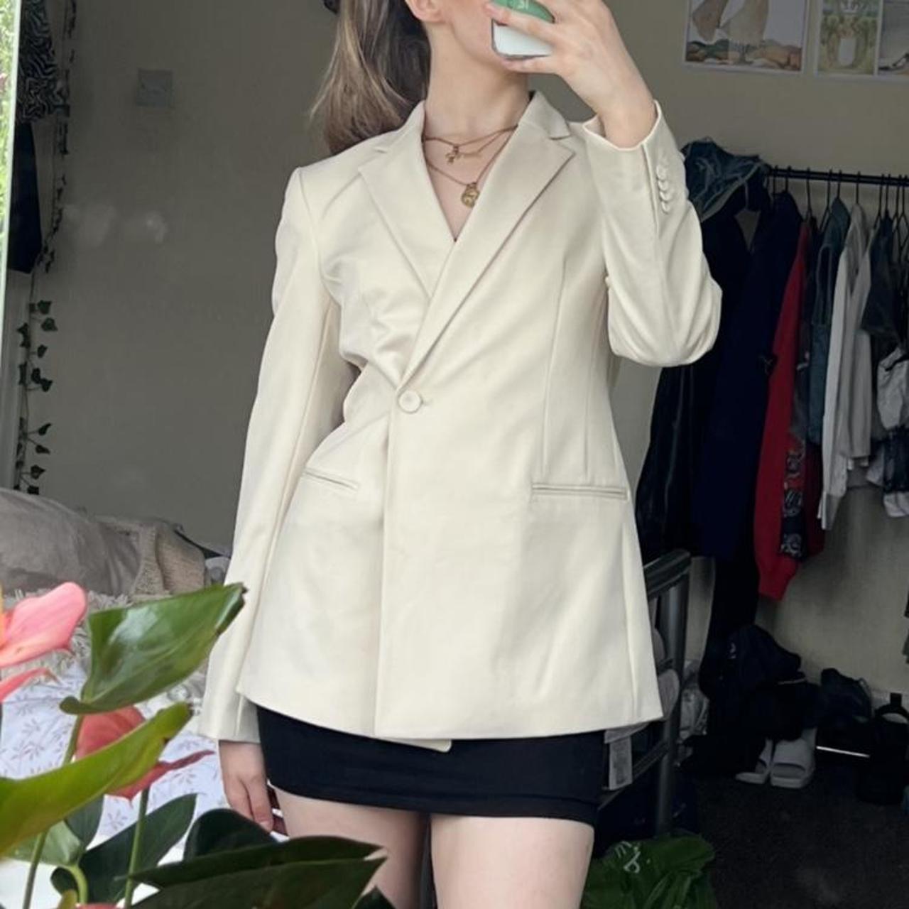 Cream fitted blazer size s never worn... Depop