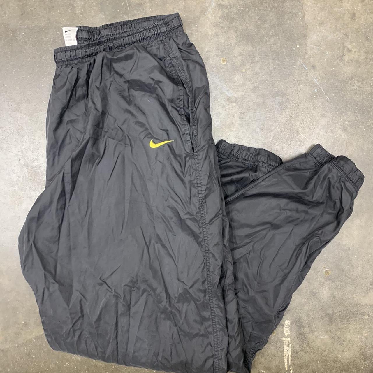 Vintage Y2K Nike Track Pants Black and Yellow, Very... - Depop