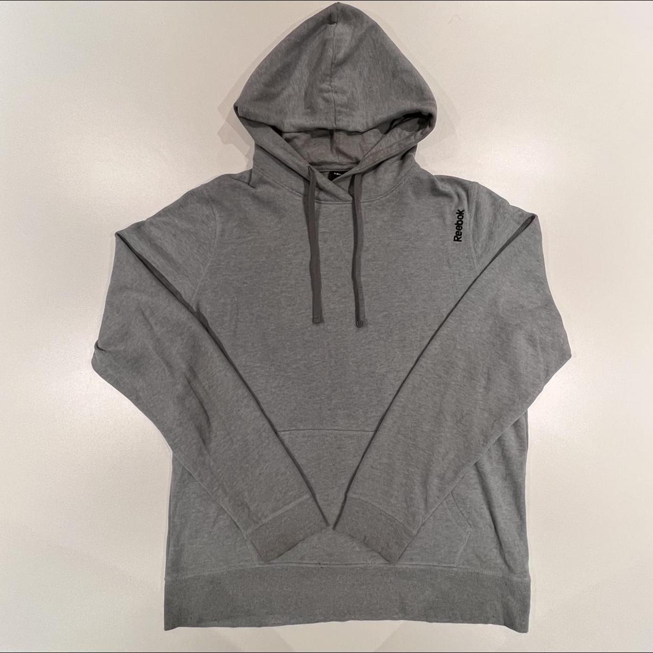 Reebok Men's Grey and Black Hoodie | Depop