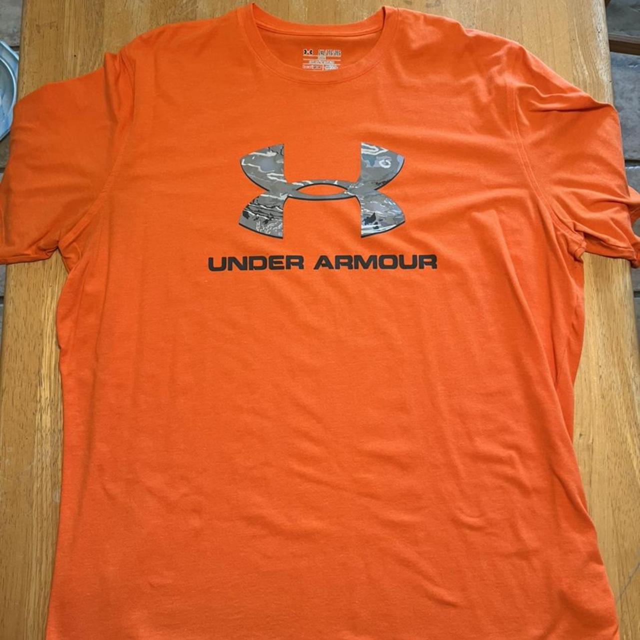 Under Armour Men's Orange Tshirt Depop