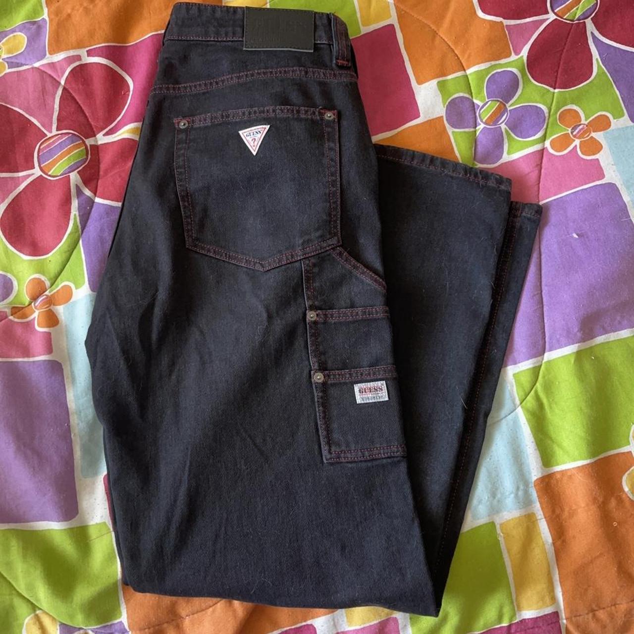 GUESS CARPENTER JEANS IN BLACK & RED Mens size 32... Depop