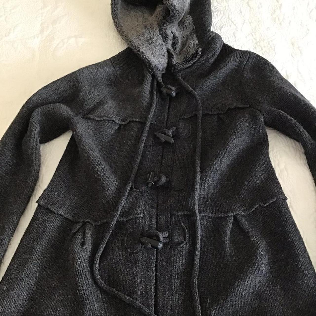 DecJuba grey duffle coat style hooded woollen... - Depop
