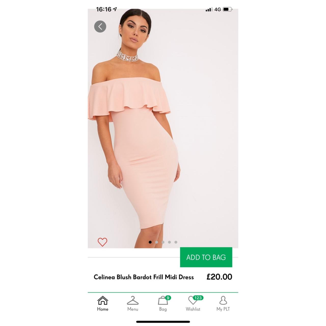 Celinea blush bardot cheap frill midi dress