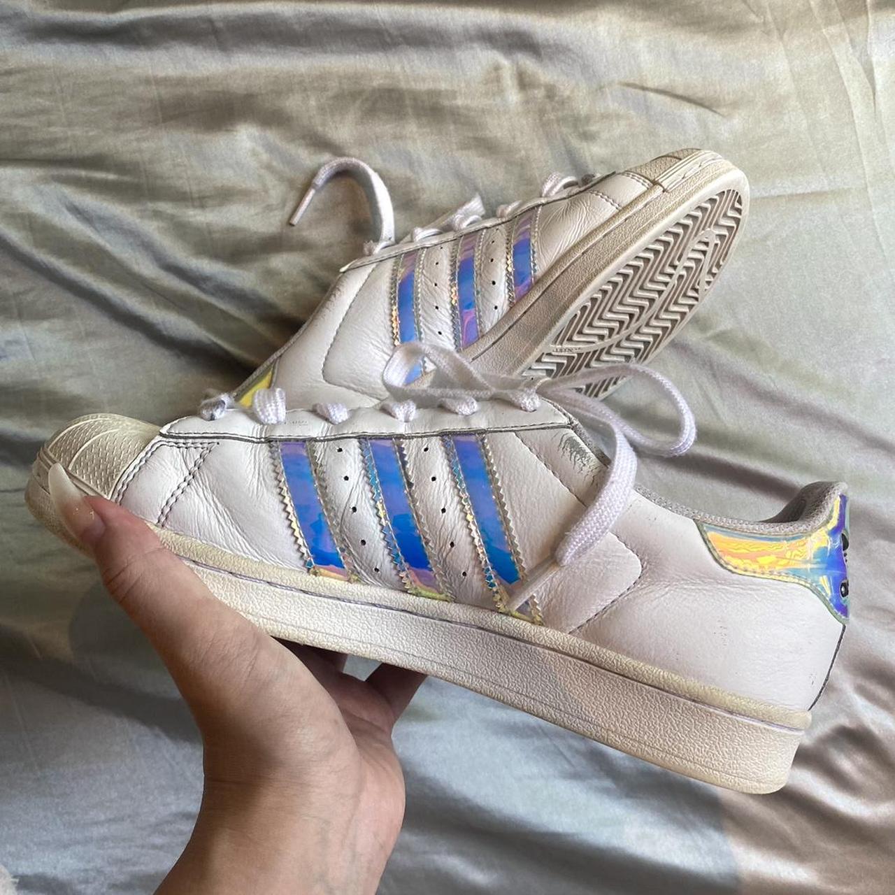 CUSTOM HOLOGRAPHIC ADIDAS SUPERSTARS💿 +some creases... - Depop