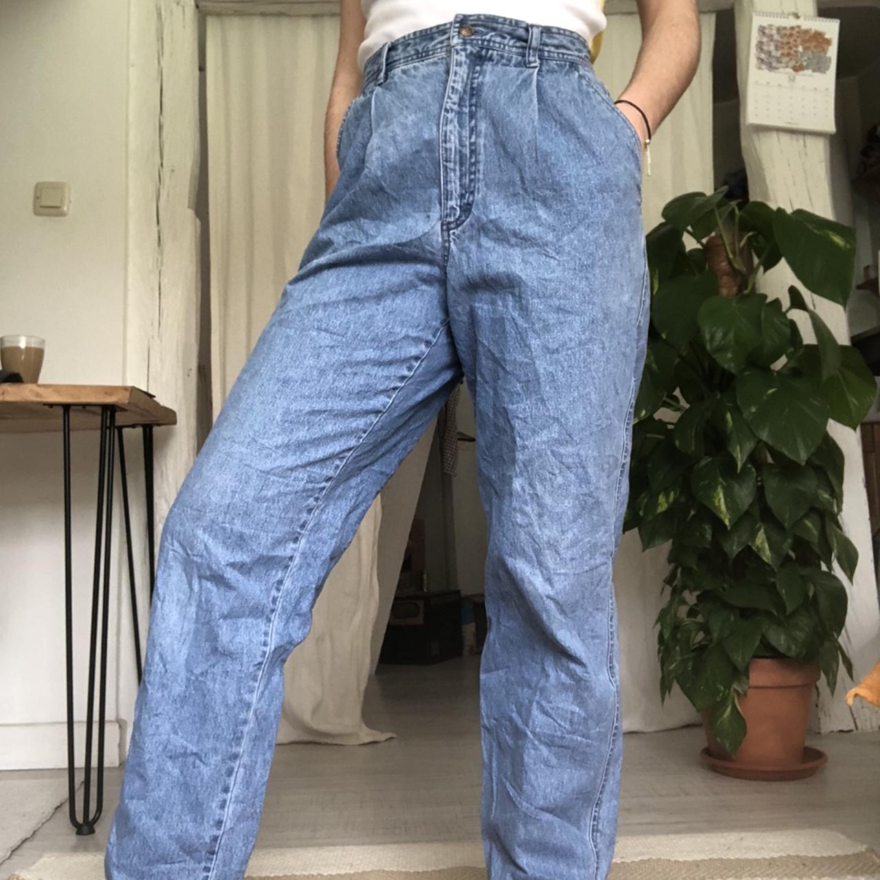 Vintage dark wash pair of high-waisted medium wash... - Depop