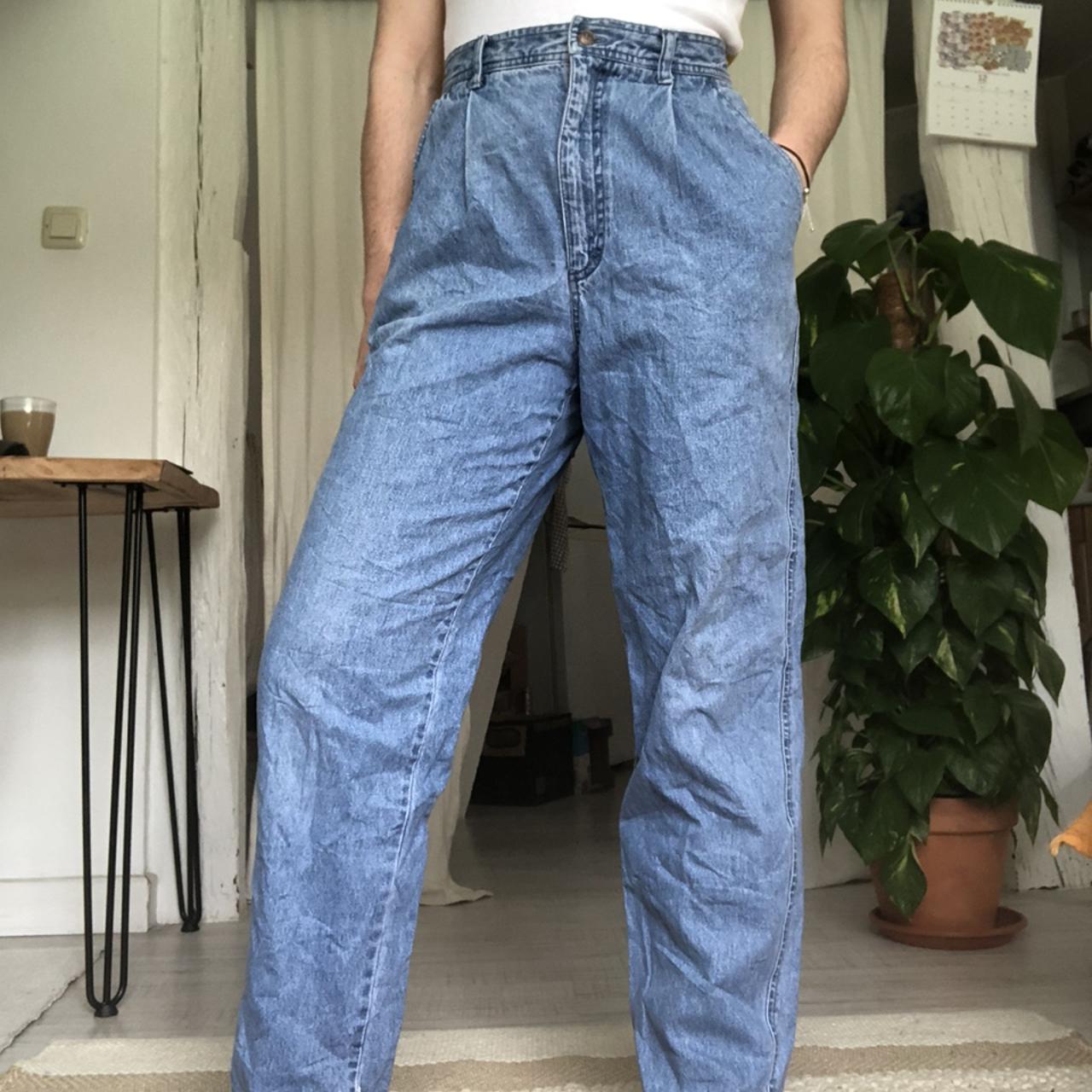 Vintage dark wash pair of high-waisted medium wash... - Depop