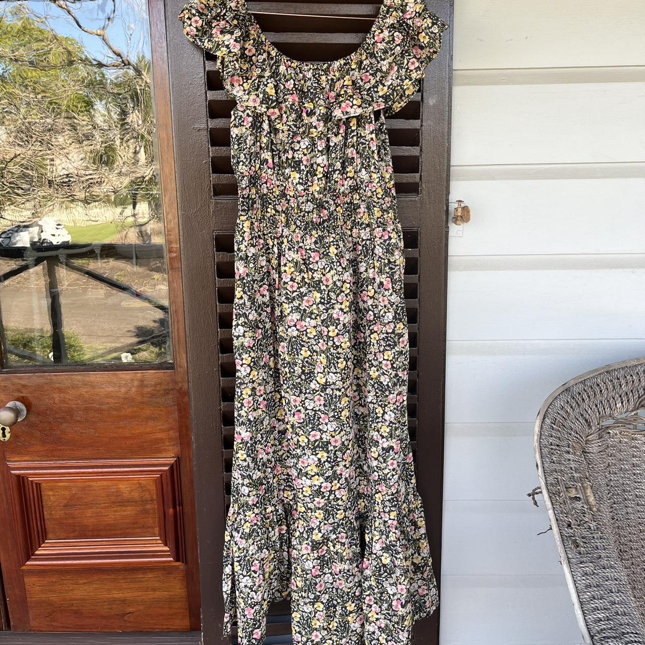 Floral maxi dress off-the-shoulder / Jendi /... - Depop