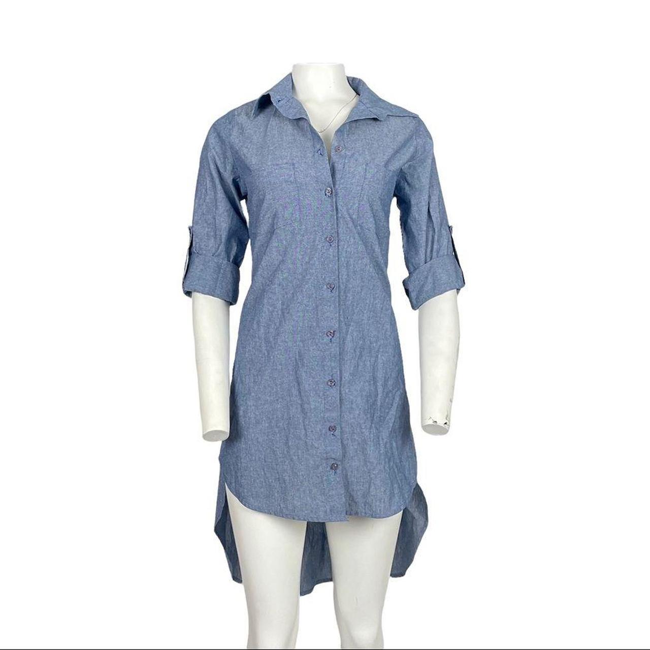 Chambray Denim High Low Shirt Dress Small Color:... - Depop
