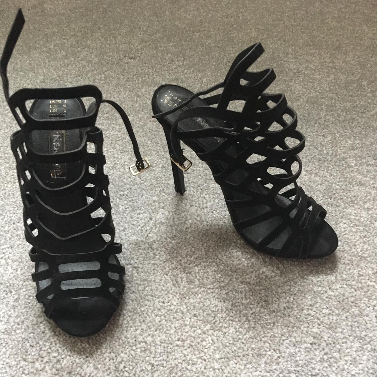 Black cut out high heels only been worn once perfect... - Depop